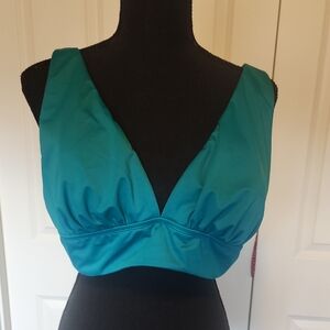 Beach Betty Teal Swim Top With Lace-up Back